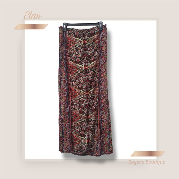 🌿Elan Women's Medium Boho Patterned Front Split Panel Maxi Skirt-CUTE!! - Picture 3 of 11